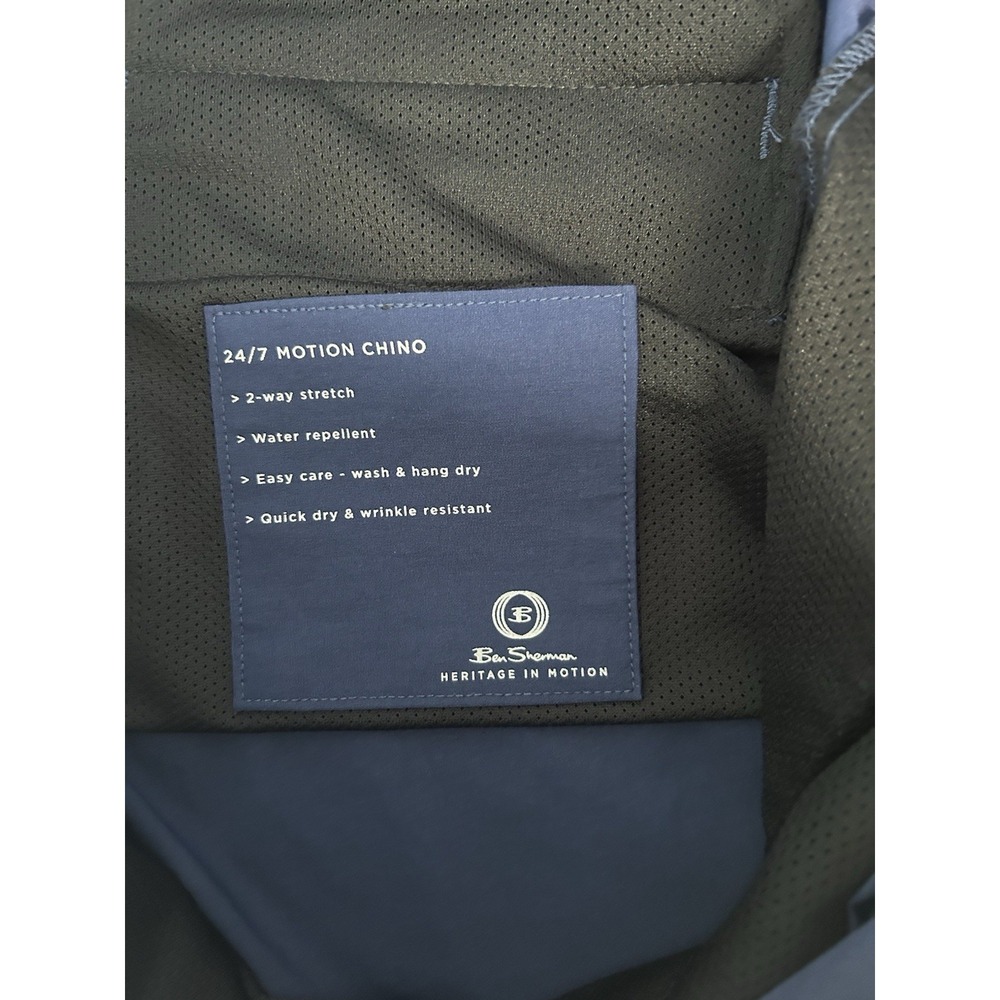 Ben Sherman Men's 38x33 24/7 Packable Motion Navy Blue Chinos Water Repellent - Picture 5 of 7